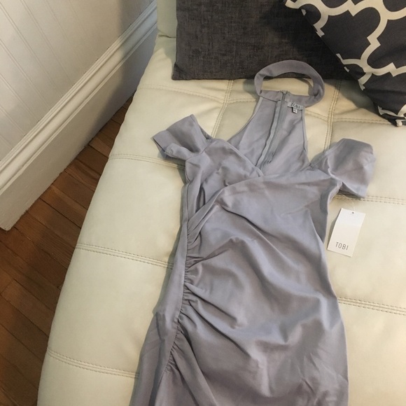 Mini Choker Ruched Off The Shoulder Dress - Picture 4 of 5